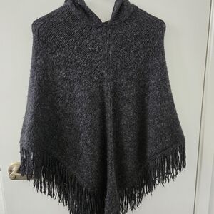 Mixit Dark Gray Wool Blend Hooded Poncho